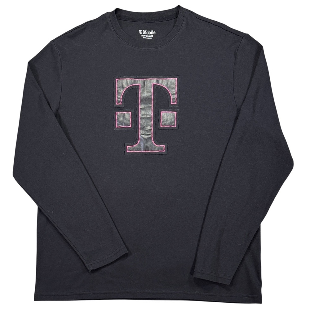 T-Mobile Employee Exclusive Big Faux Leather Logo T long Sleeve Work Shirt Men L